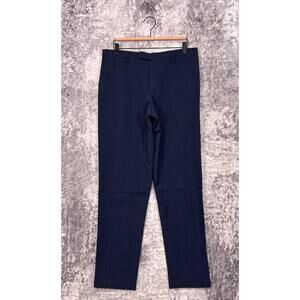 Boglioli Pants 32 x 31 Mens Small Plaid Blue Wool Linen Slim Fit Trouser